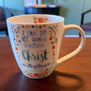 Pfaltzgraff Floral Inspirational Mug with Orange and Blue Accents